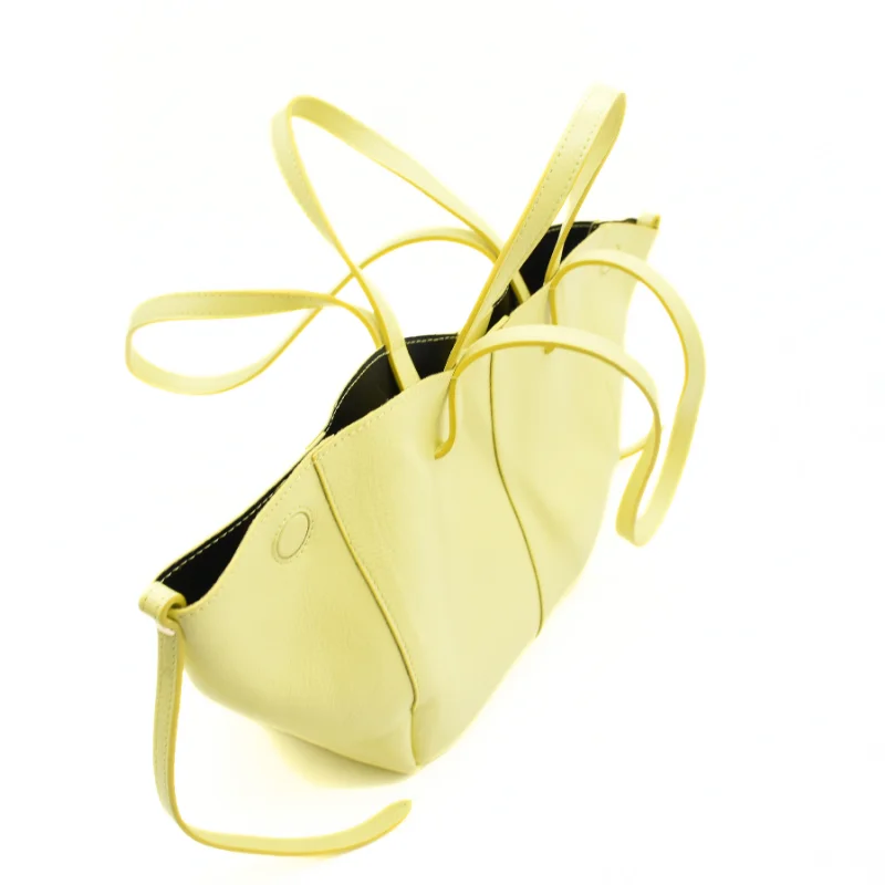 mag yellow leather handbag side up mag yellow leather handbag side up