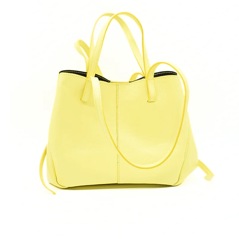 mag yellow leather handbag closed mag yellow leather handbag closed