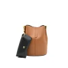 black leather glasses case on bag