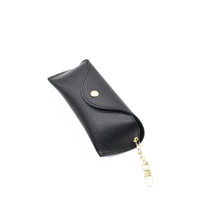 black leather glasses case side black leather glasses case side