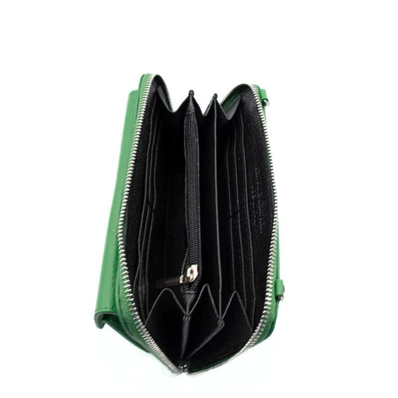 festival-leather-green-crossbody-bag-interior Festival leather green crossbody bag interior