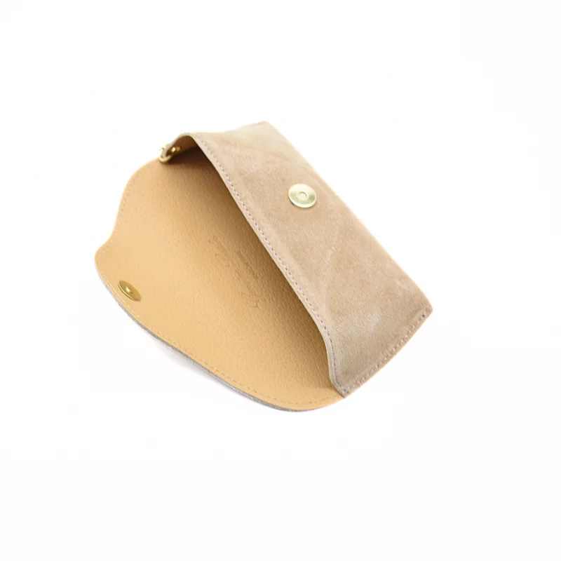 taupe leather glasses case interior detail taupe leather glasses case interior detail
