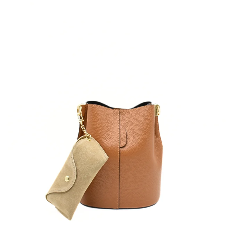 taupe leather glasses case on bag taupe leather glasses case on bag