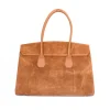 Anita Camel Suede Leather Handbag back Anita Camel Suede Leather Handbag back