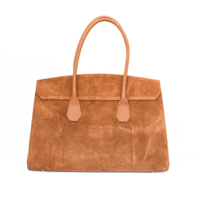 Anita Camel Suede Leather Handbag back Anita Camel Suede Leather Handbag back