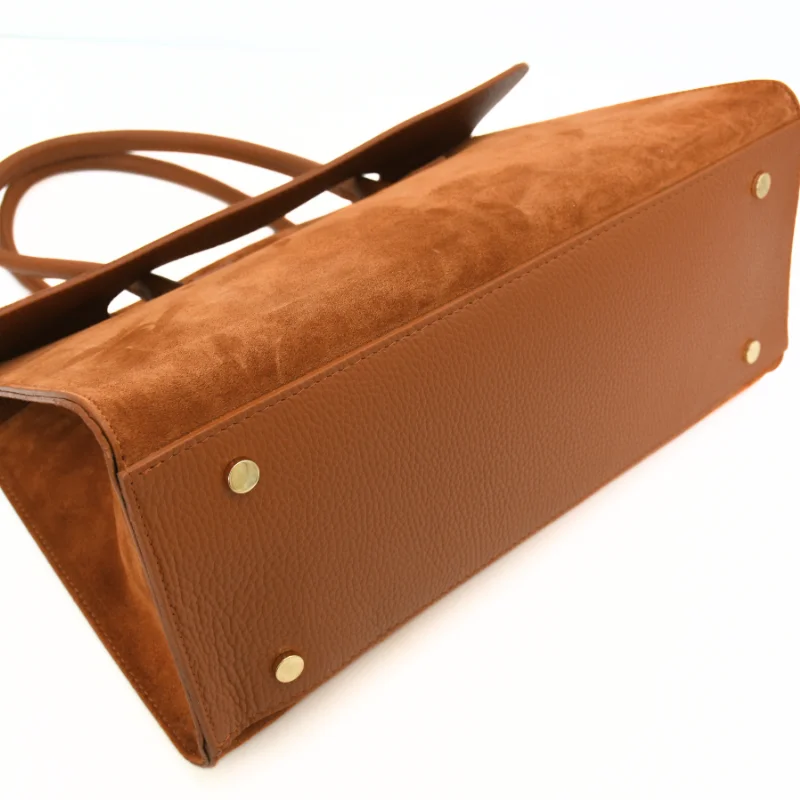 Anita Camel Suede Leather Handbag bottom Anita Camel Suede Leather Handbag bottom