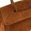 Anita Camel Suede Leather Handbag detail Anita Camel Suede Leather Handbag detail