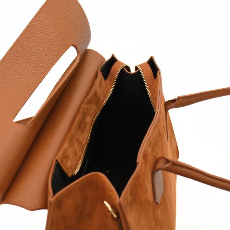 Anita Camel Suede Leather Handbag interior Anita Camel Suede Leather Handbag interior