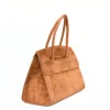 Anita Camel Suede Leather Handbag side Anita Camel Suede Leather Handbag side