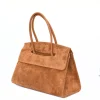 Anita Camel Suede Leather Handbag side 2 Anita Camel Suede Leather Handbag side 2