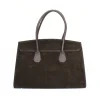 Anita Dark Brown Suede Leather Handbag back Anita Dark Brown Suede Leather Handbag back