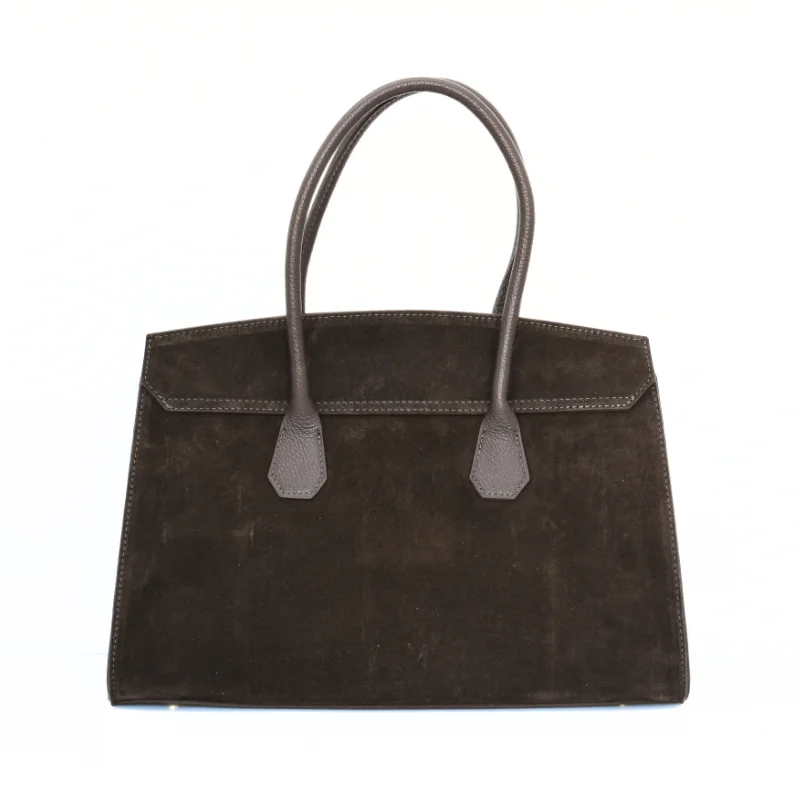 Anita Dark Brown Suede Leather Handbag back Anita Dark Brown Suede Leather Handbag back