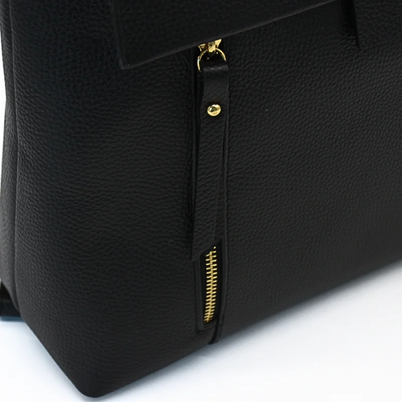 anna black leather backpack details