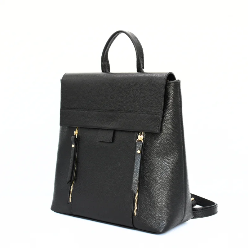 anna black leather backpack side right