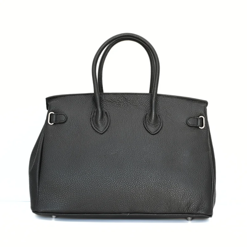 Mary black leather handbag back Mary black leather handbag back