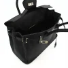 Mary black leather handbag opened Mary black leather handbag opened