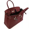 Mary bordeaux leather handbag interior detail Mary bordeaux leather handbag interior detail