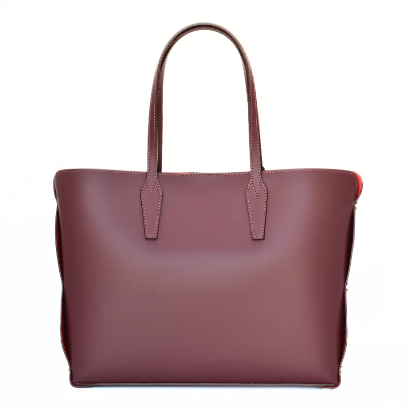 stud bordeaux leather tote bag back