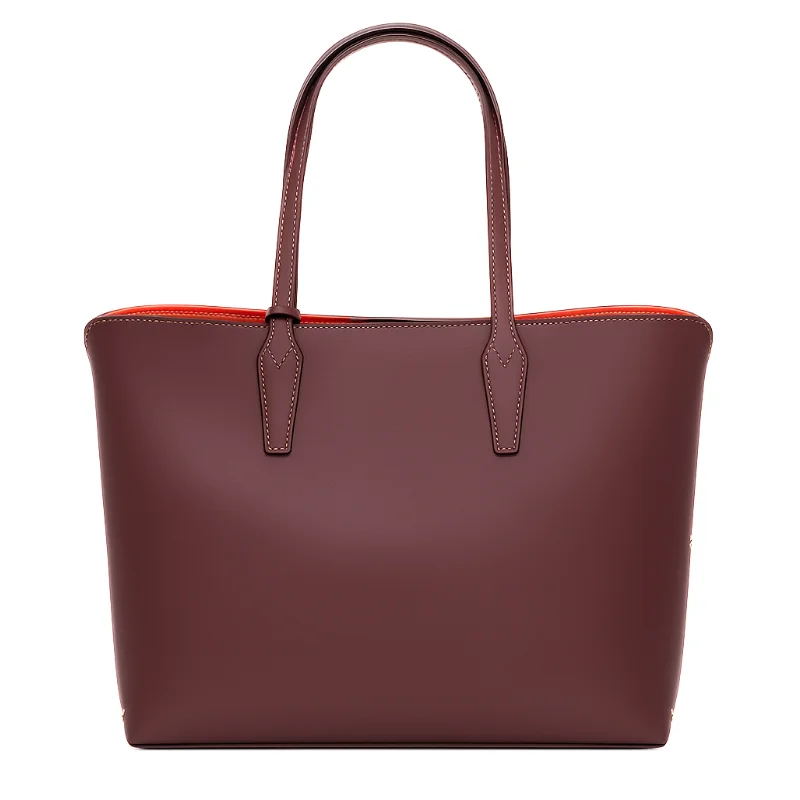 stud bordeaux leather tote bag