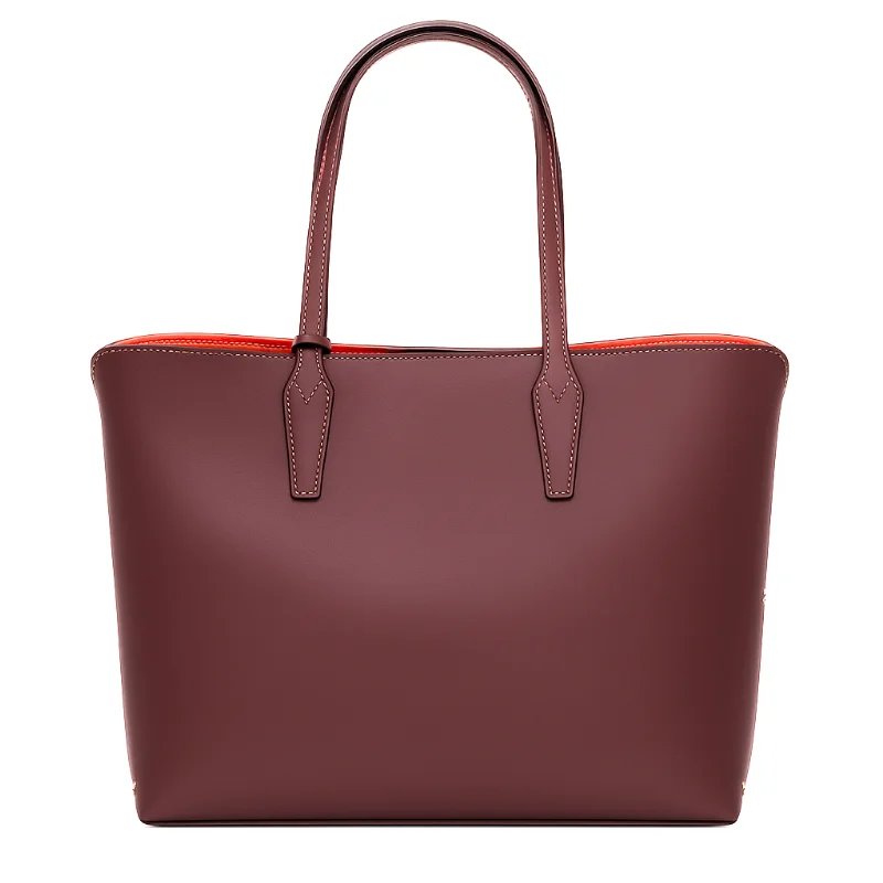 Stud Mala Tote em Pele Bordeaux