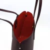 stud bordeaux leather tote bag interior