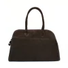 yulia dark brown suede leather handbag