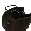 yulia dark brown suede leather handbag interior