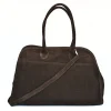 yulia dark brown suede leather handbag strap