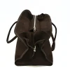 yulia dark brown suede leather handbag zipper