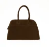 yulia dark brown suede leather handbag yulia dark brown suede leather handbag