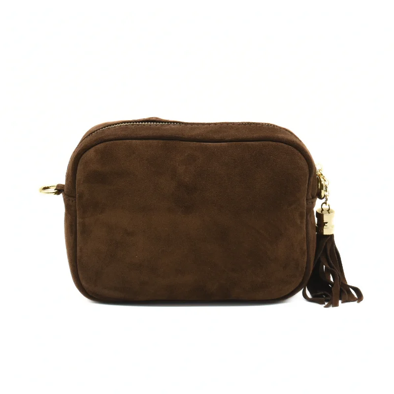 BB Suede Chocolate Crossbody Bag back