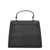 Fashionista black leather handbag back