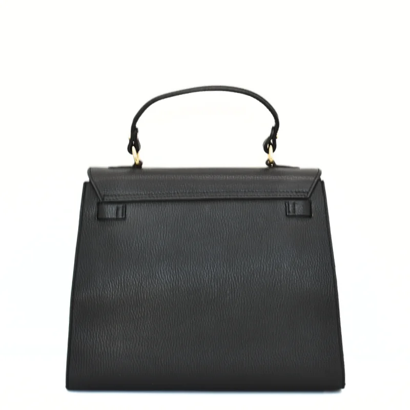 Fashionista black leather handbag back