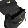 Fashionista black leather handbag opened