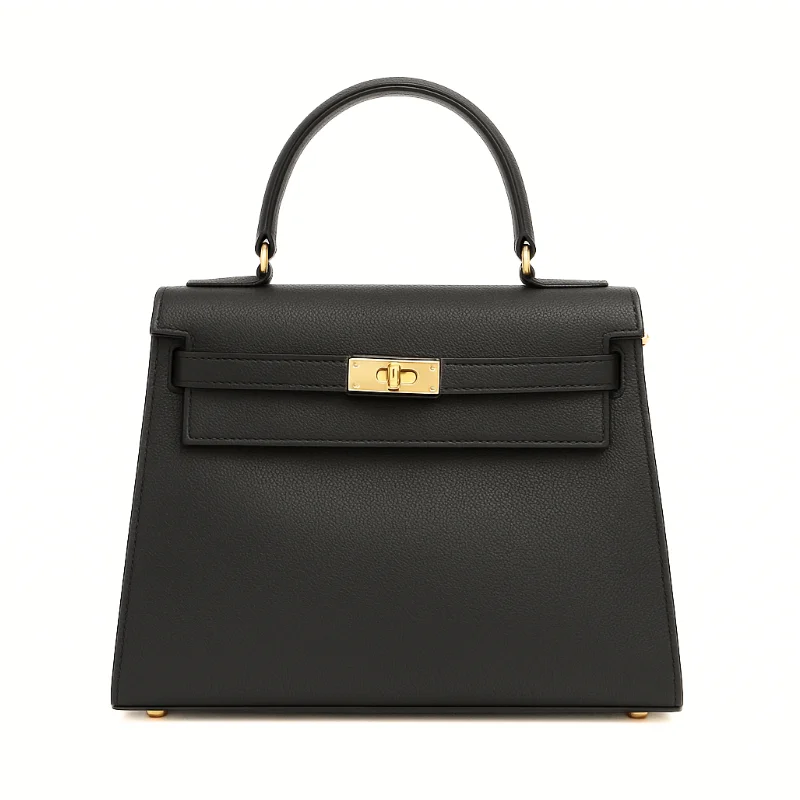 Fashionista black leather handbag