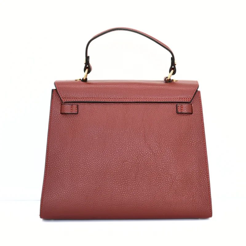 Fashionista Bordeaux Leather Handbag back