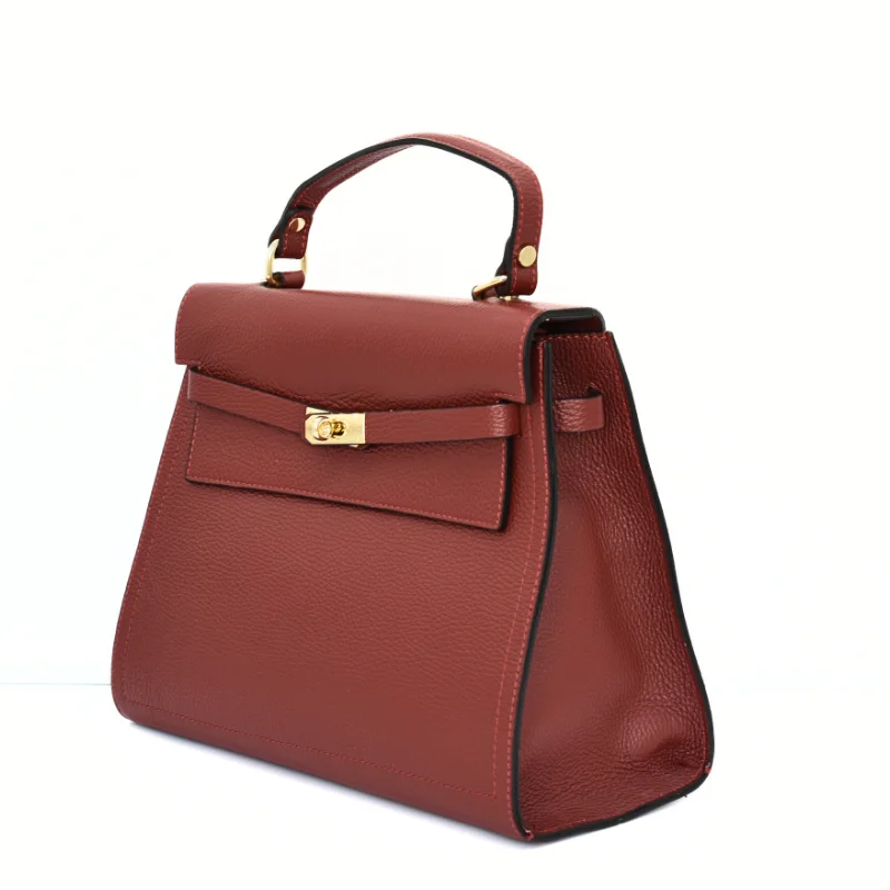 Fashionista Bordeaux Leather Handbag side
