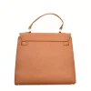 Fashionista camel leather handbag back