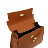 Fashionista camel leather handbag interior