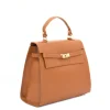 Fashionista camel leather handbag side