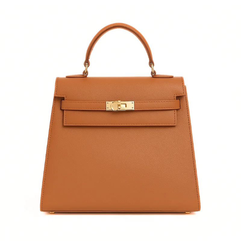Fashionista camel leather handbag
