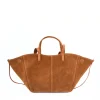 mag camel suede leather handbag front mag suede camel leather handbag