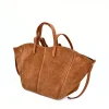 mag camel suede leather handbag right side mag camel suede leather handbag right side