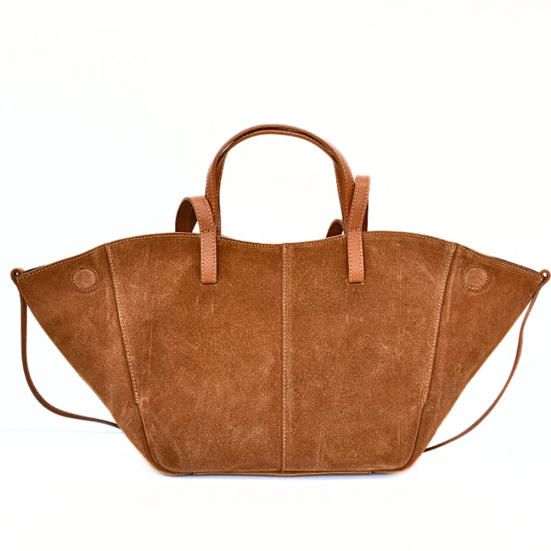 mag camel suede leather handbag side mag camel suede leather handbag side