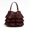 ruffle bordeaux leather bucket bag back