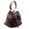 ruffle bordeaux leather bucket bag side