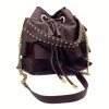 ruffle bordeaux leather bucket bag strap