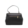 tulip black leather handbag back