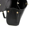tulip black leather handbag close details