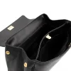 tulip black leather handbag interior